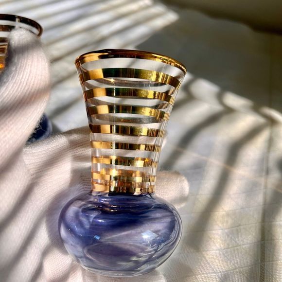 Bartlett Collins Vintage Mini Vases, 1940s Vintage Glass Mini Vases, Art Deco - Picture 5 of 10